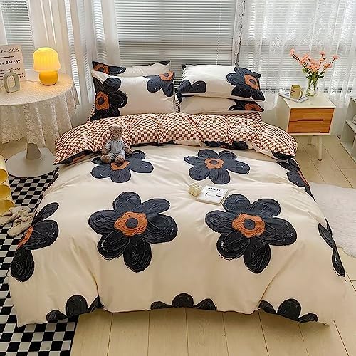 Houseri Black Floral Comforter Set Queen Size