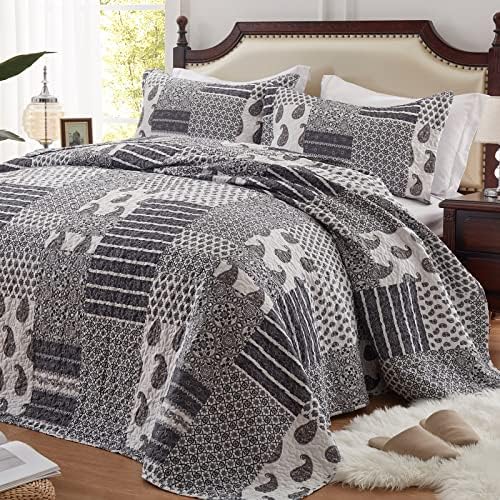 LEAONME King Size Quilt Set 3 Piece Reversible Bedding