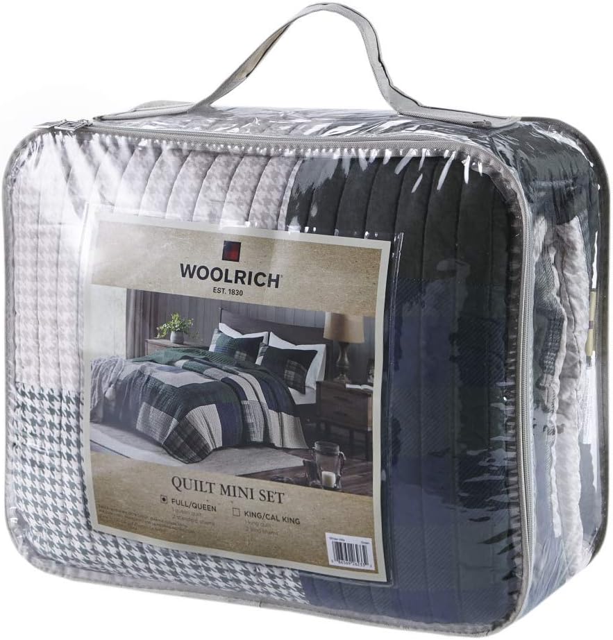 Woolrich Mill Creek Reversible Quilt Set - 3 Piece Plaid Green