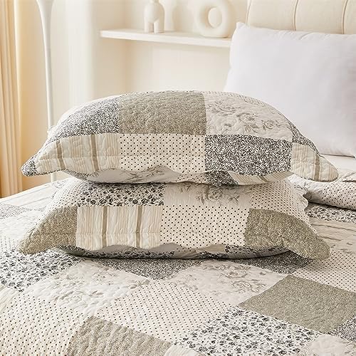 Cmfshape Grey Floral Reversible Quilt Set
