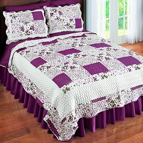Collections Etc Hadley Floral Patchwork Reversible Quilt King