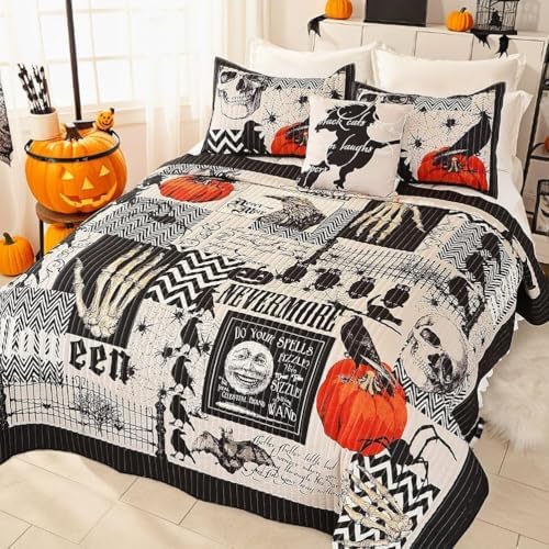 EVENHUG Halloween King Size Quilt Bedding Set