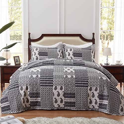 LEAONME King Size Quilt Set 3 Piece Reversible Bedding