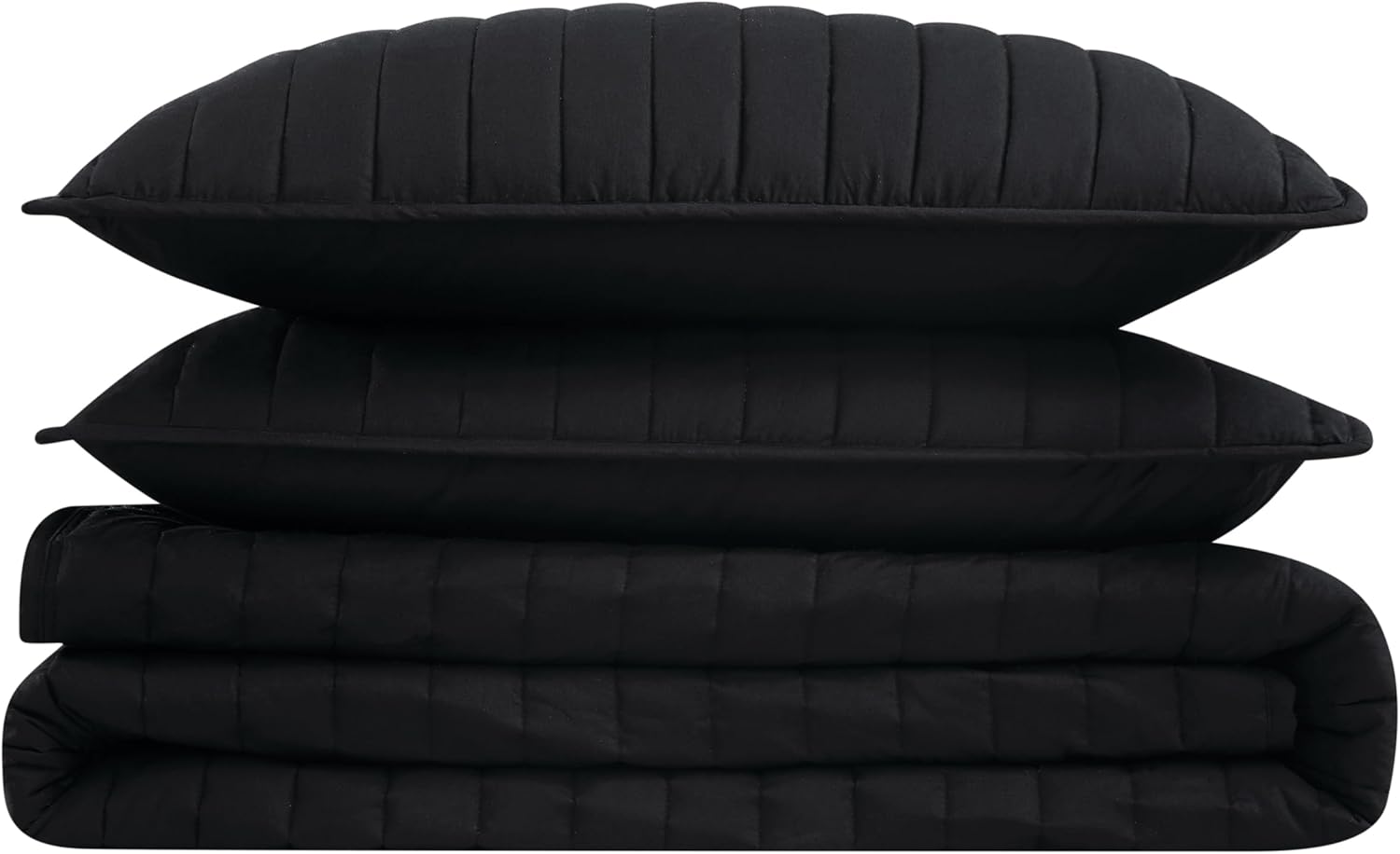 Brooklyn Loom Cotton Percale Black King 3 Piece Quilt Set