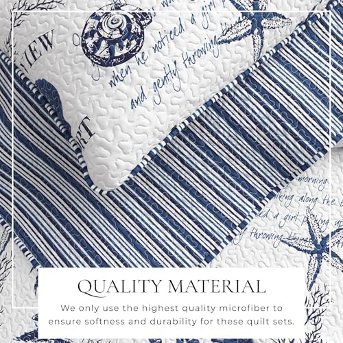 Great Bay Home TwinTwin XL Coastal Bedding Set - Navy