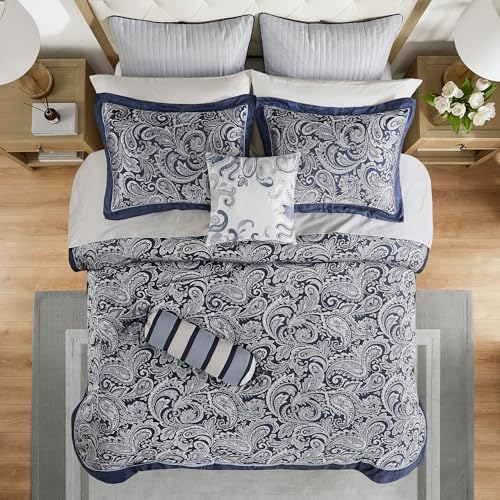 Madison Park Aubrey Cozy Comforter Set Queen Navy 12 Piece 1