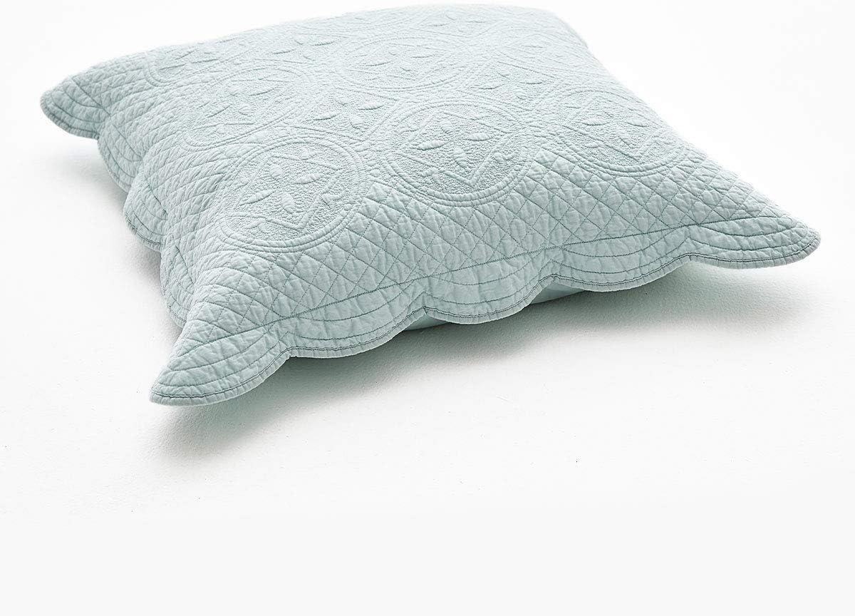 Calla Angel Sage Garden Luxury Quilt Pillow Sham Euro 26x26 Light Aqua 1