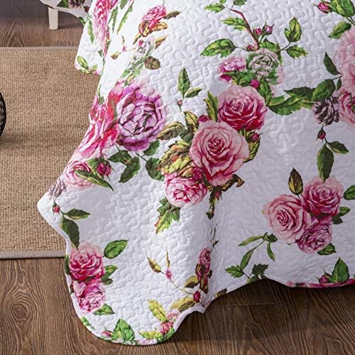 DaDa Bedding Romantic Roses Floral Bedspread Set - Cal King 3-Piece