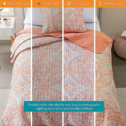 Comfort Spaces Reversible Quilt Set - Vermicelli Stitching All Season TwinTwin XL