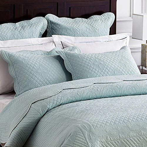 Calla Angel Sage Garden Luxury Quilt Pillow Sham Euro 26x26 Light Aqua 1