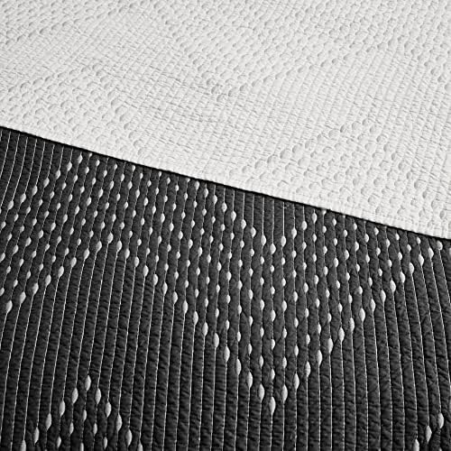 INKIVY Reversible Chevron Cotton Quilt Set - 3 Piece Black FullQueen