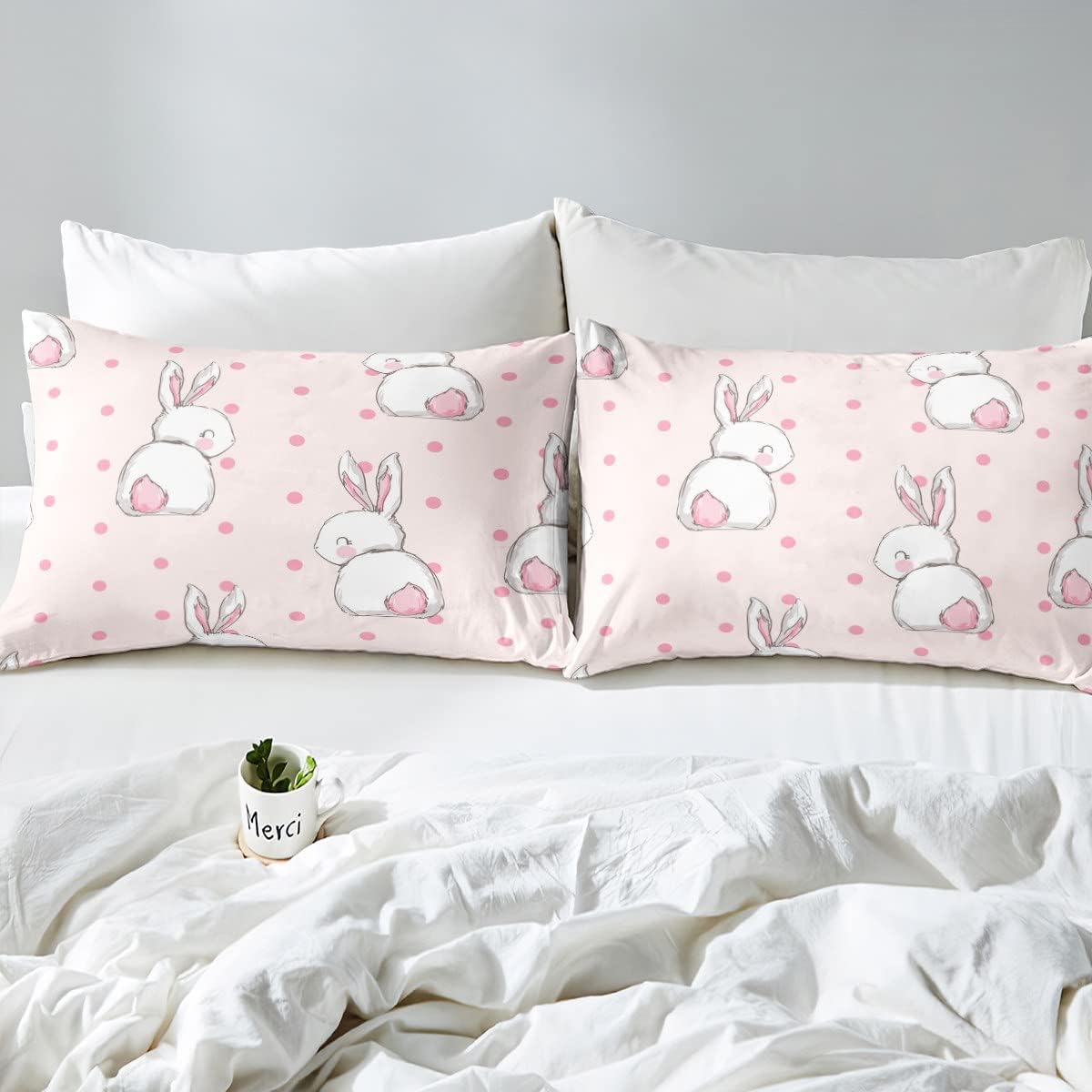 Cute Rabbit Duvet Cover Set for Kids and Adults