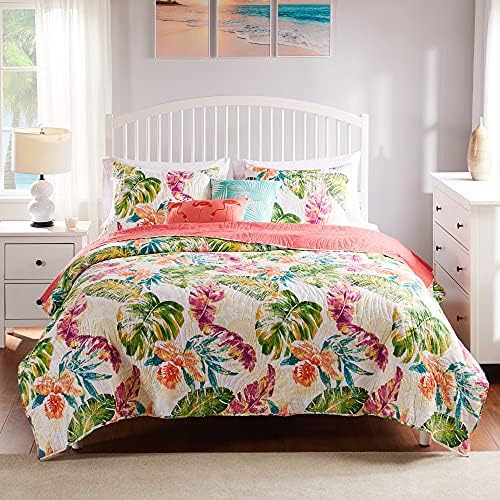 Greenland Home Tropics Coral Quilt Set 3-Piece FullQueen