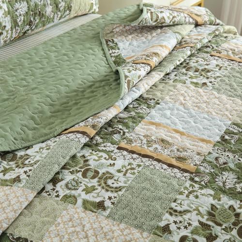 WONGS BEDDING 3-Piece Queen Quilt Set Green Plaid