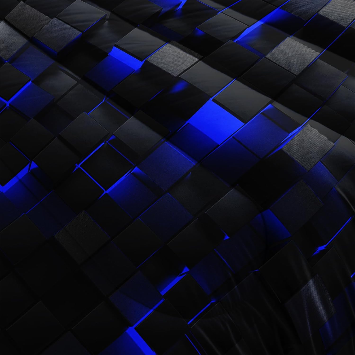 Nttopship Geometric Blue Black 3-Piece Comforter Set