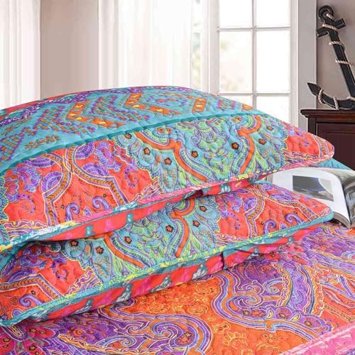 Nanko Quilt Set Queen Full 3 Pcs Boho Striped Bedding 1
