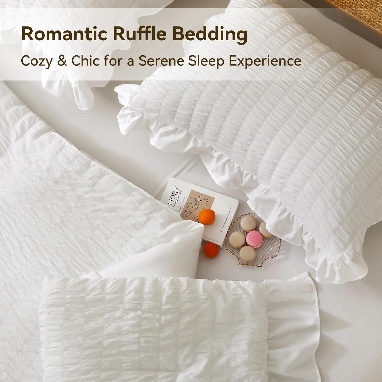 JOLLYVOGUE Queen Comforter Set 3 Pieces Seersucker