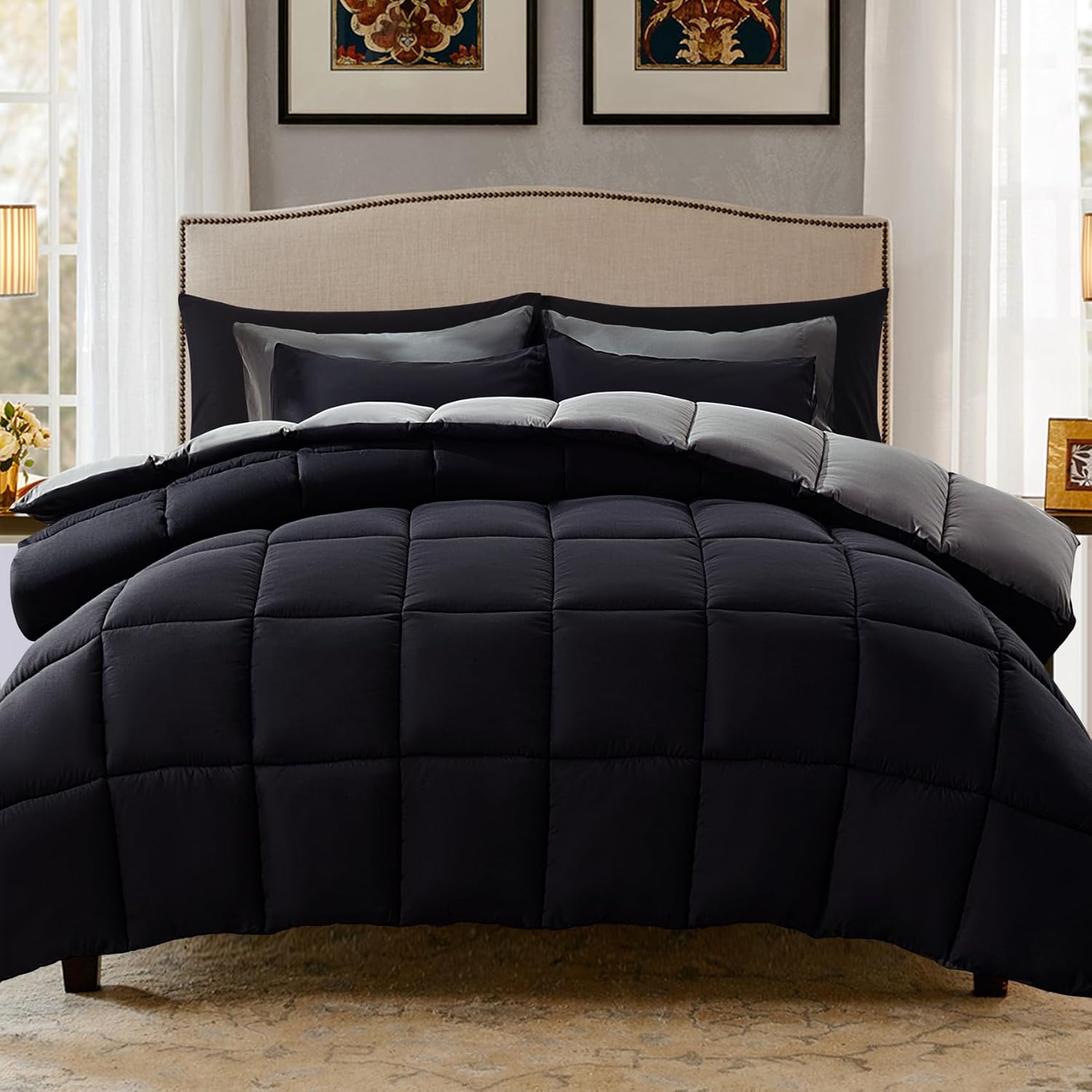 Decroom Lightweight Twin Comforter Set - BlackGrey