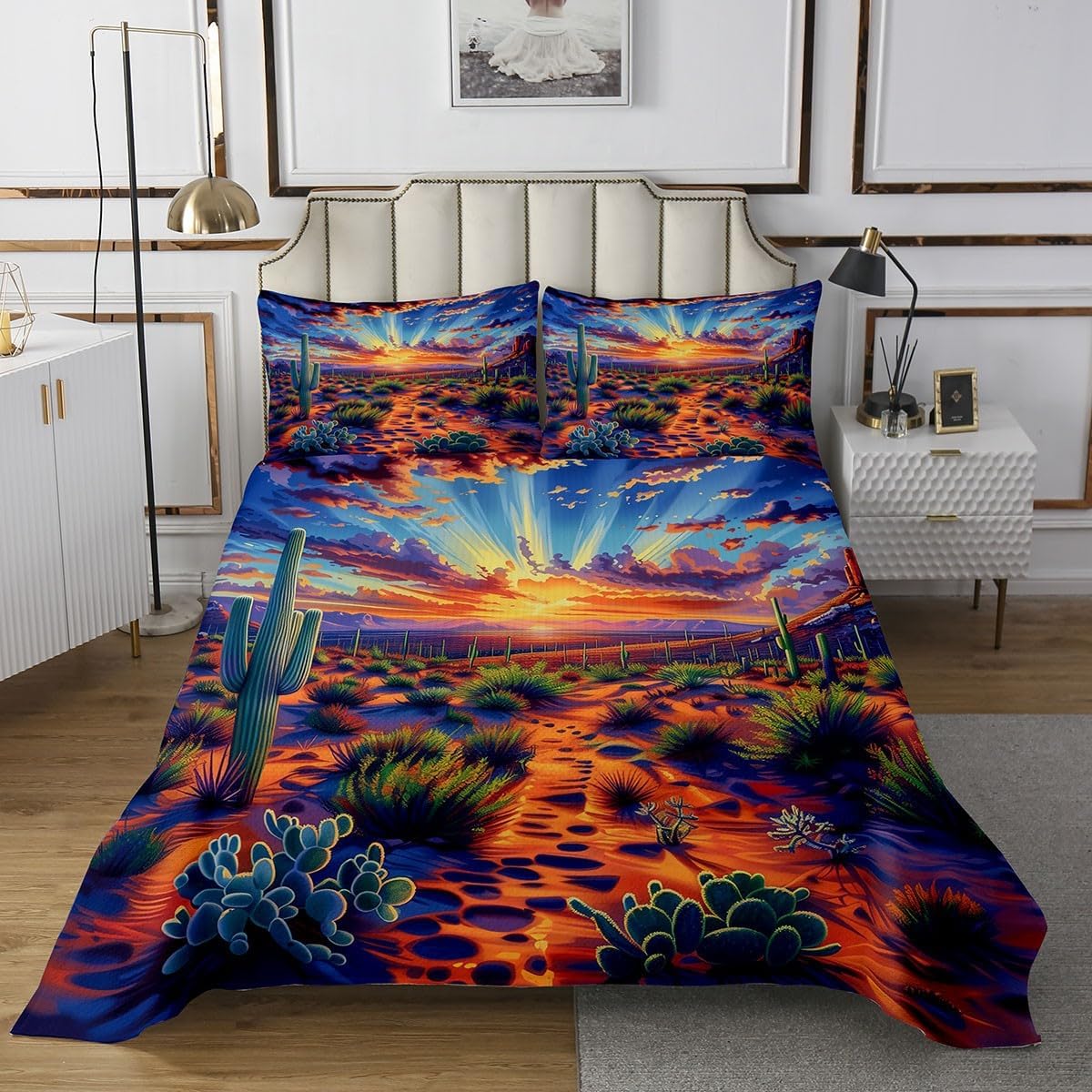 Erosebridal Neon Cactus Quilt Set King Size 1