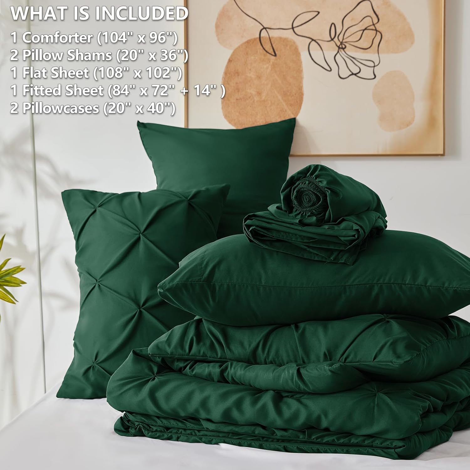 CozyLux Emerald Green Cal King Comforter Set 7-Piece
