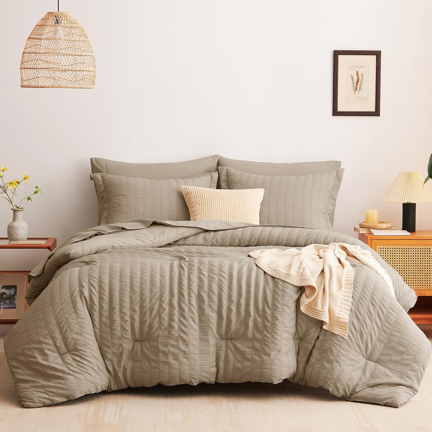 CozyLux 7-Piece Seersucker Bed in a Bag Set
