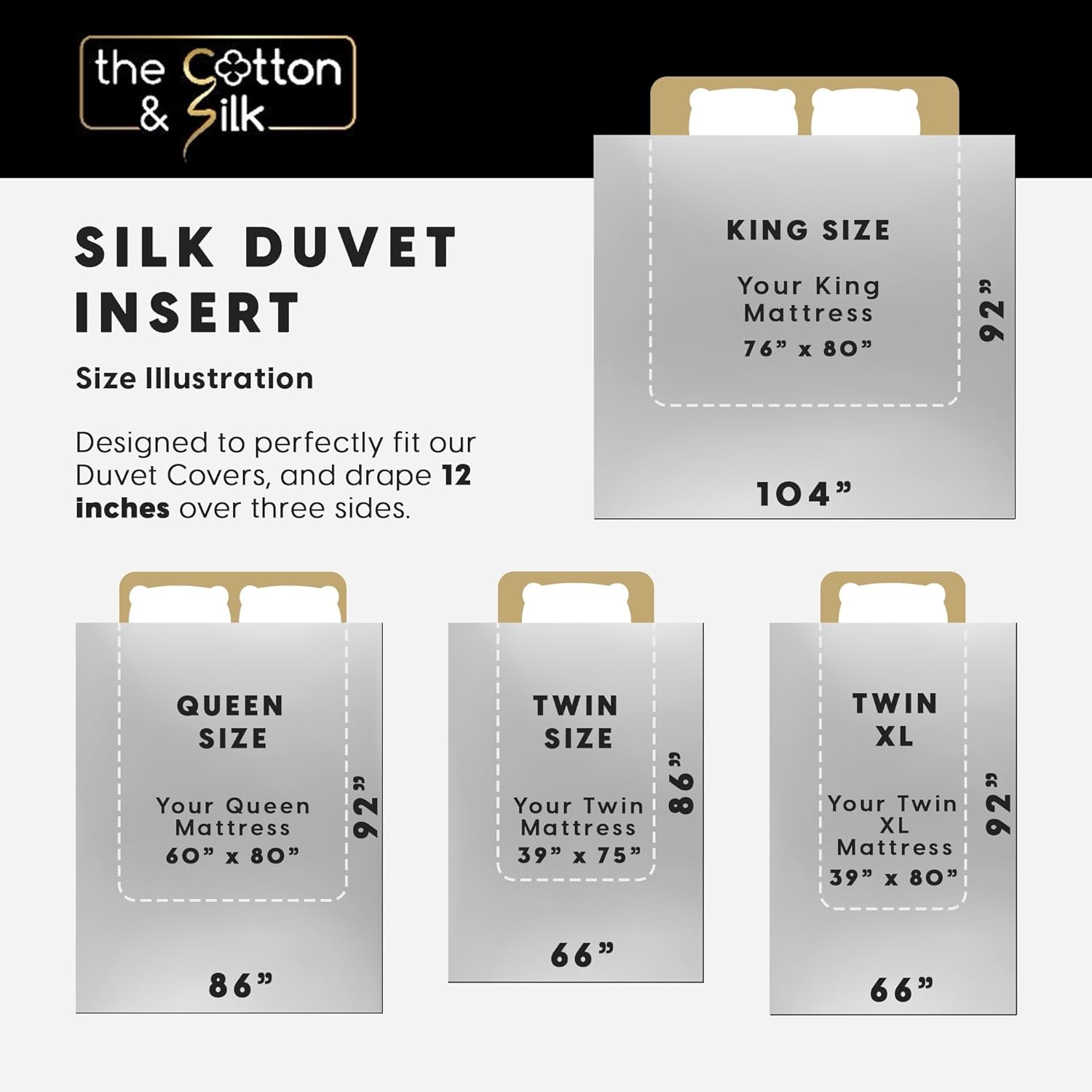 THE COTTON SILK 100 Mulberry Silk Duvet Insert - Queen Size