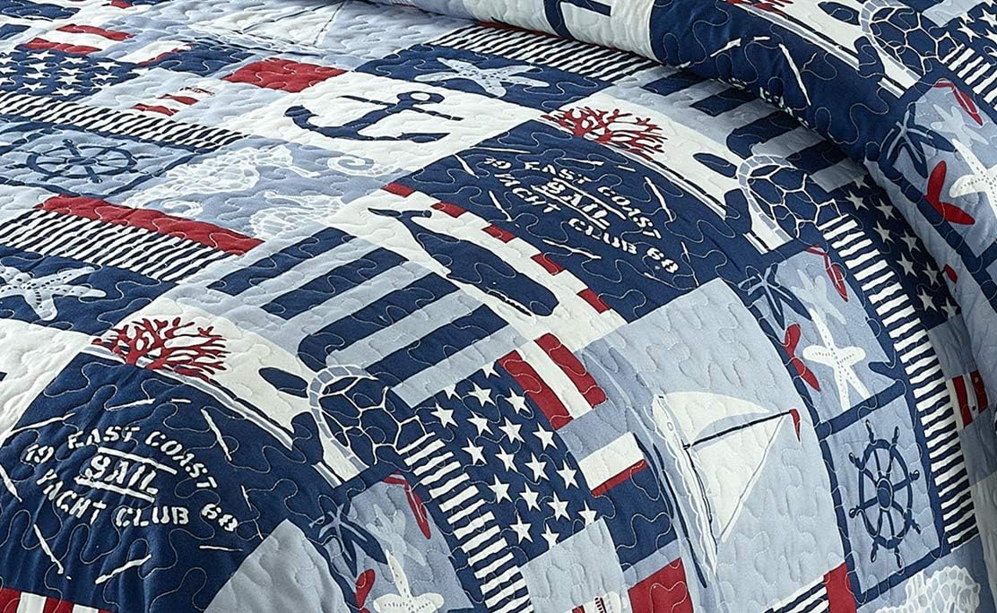 Kids Zone Anchor Sailboat Bedspread Set Twin