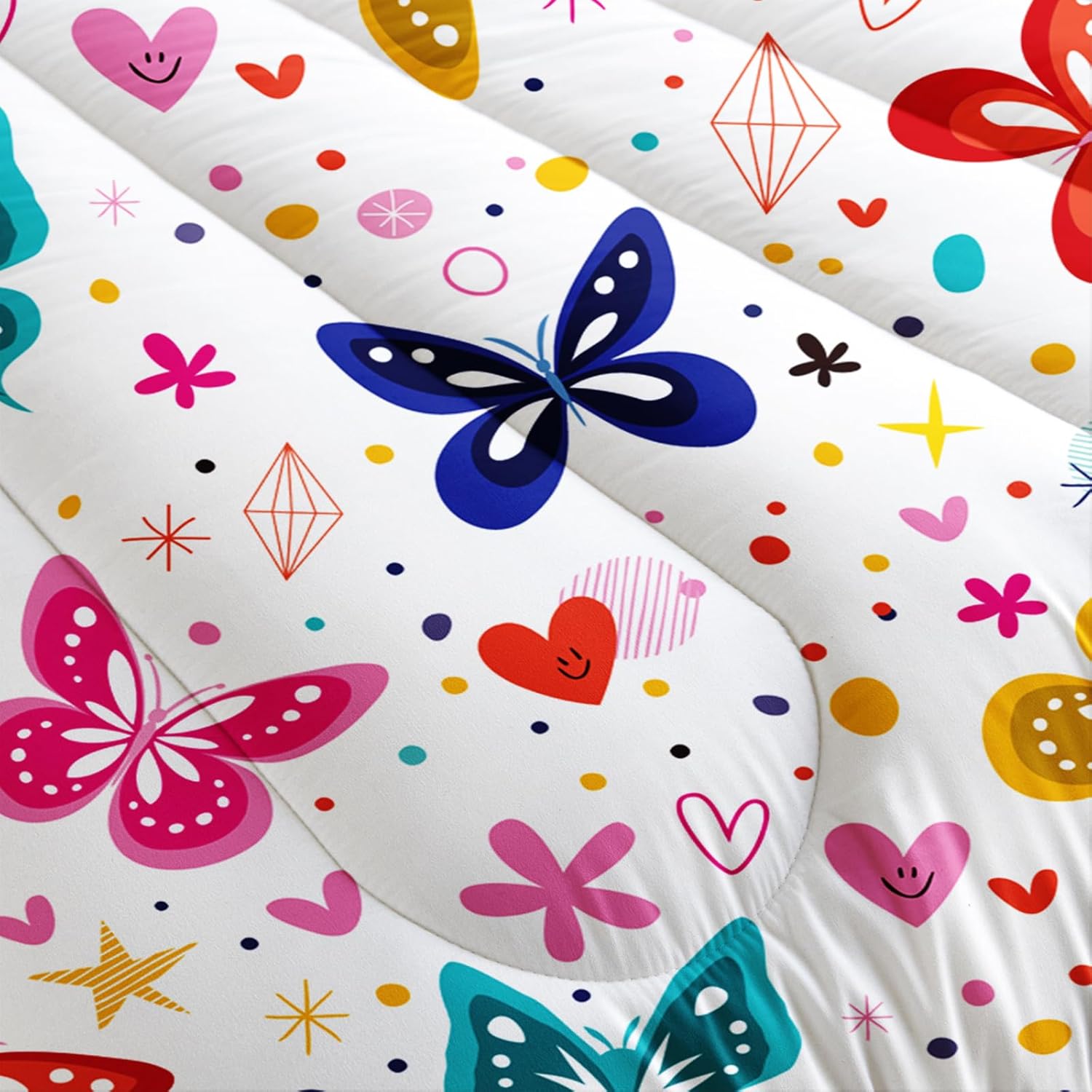 Colorful Butterfly Comforter Set for Girls
