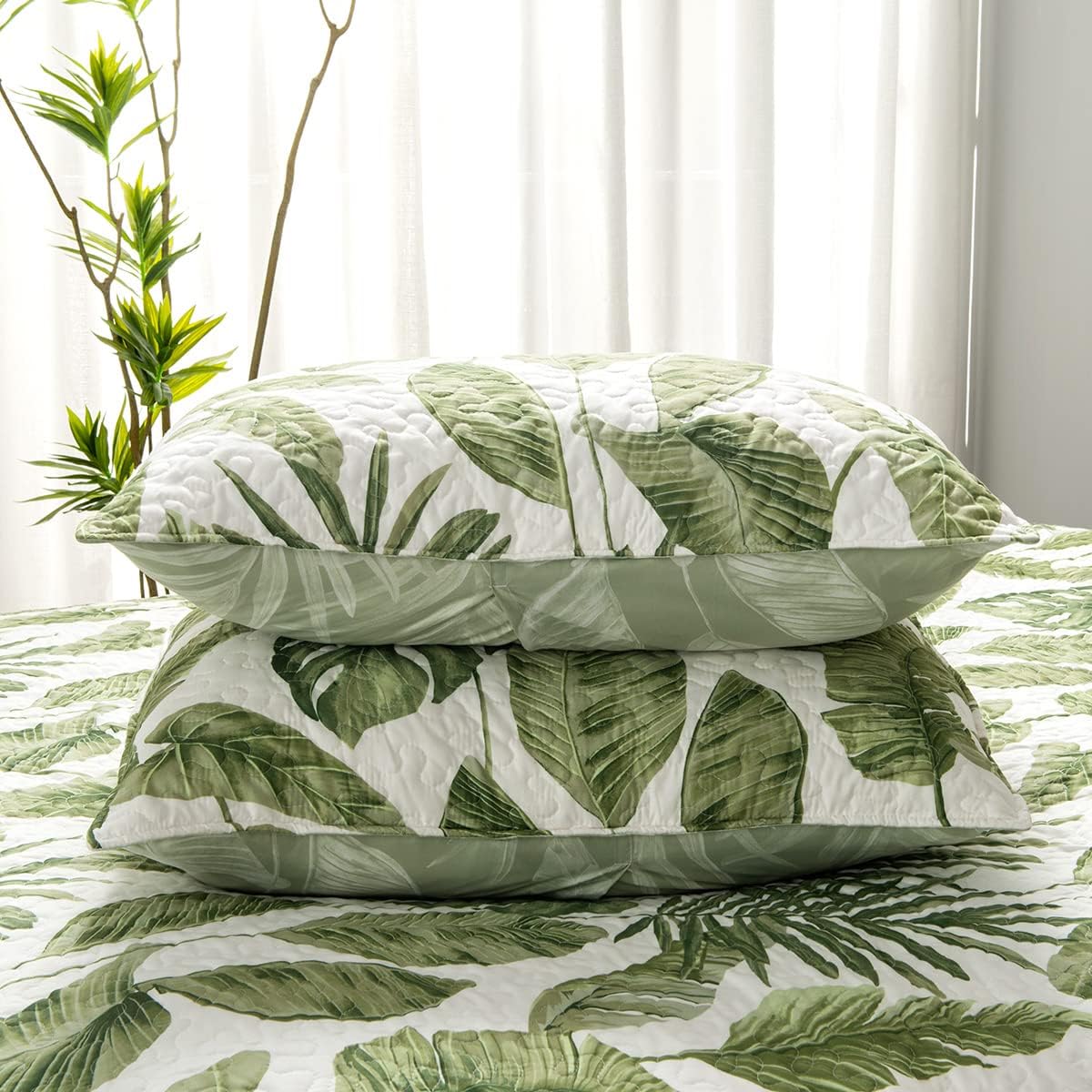 HORIMOTE HOME Tropical Plants Quilt Set Twin 2 Pieces