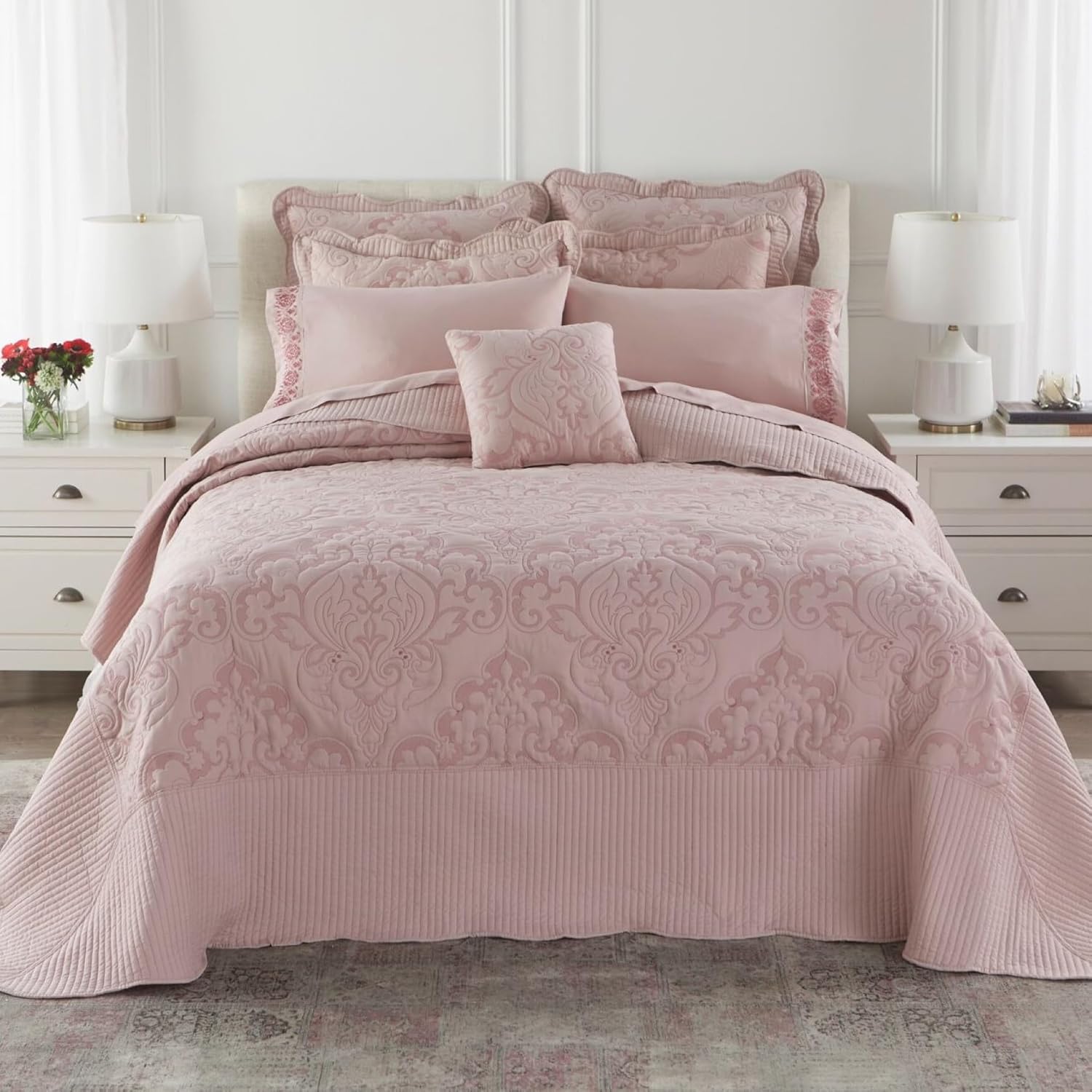 BrylaneHome Ultra Soft Queen Bedspread - Ivory Navy