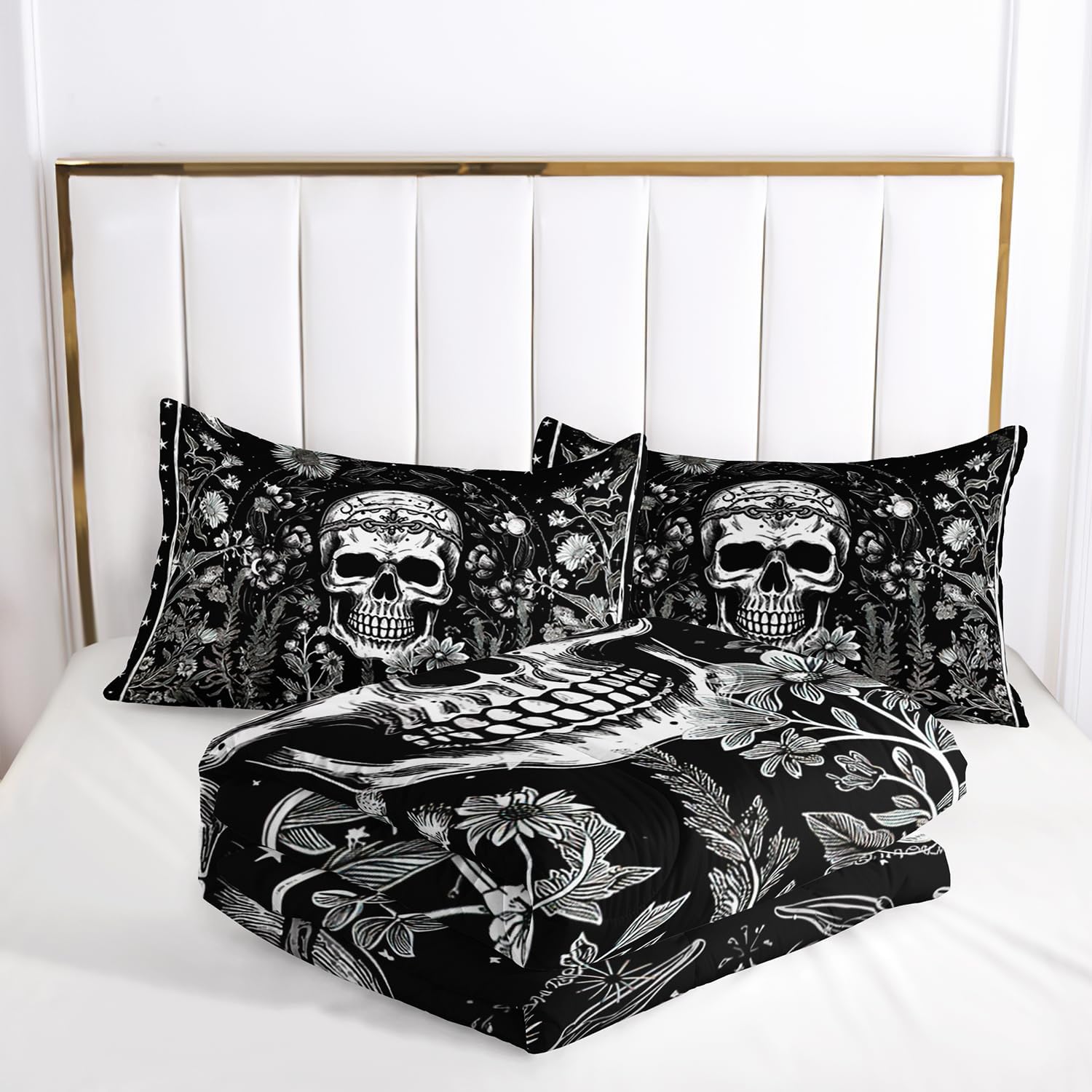 AILONEN Gothic Skull Comforter Set Queen Size 1