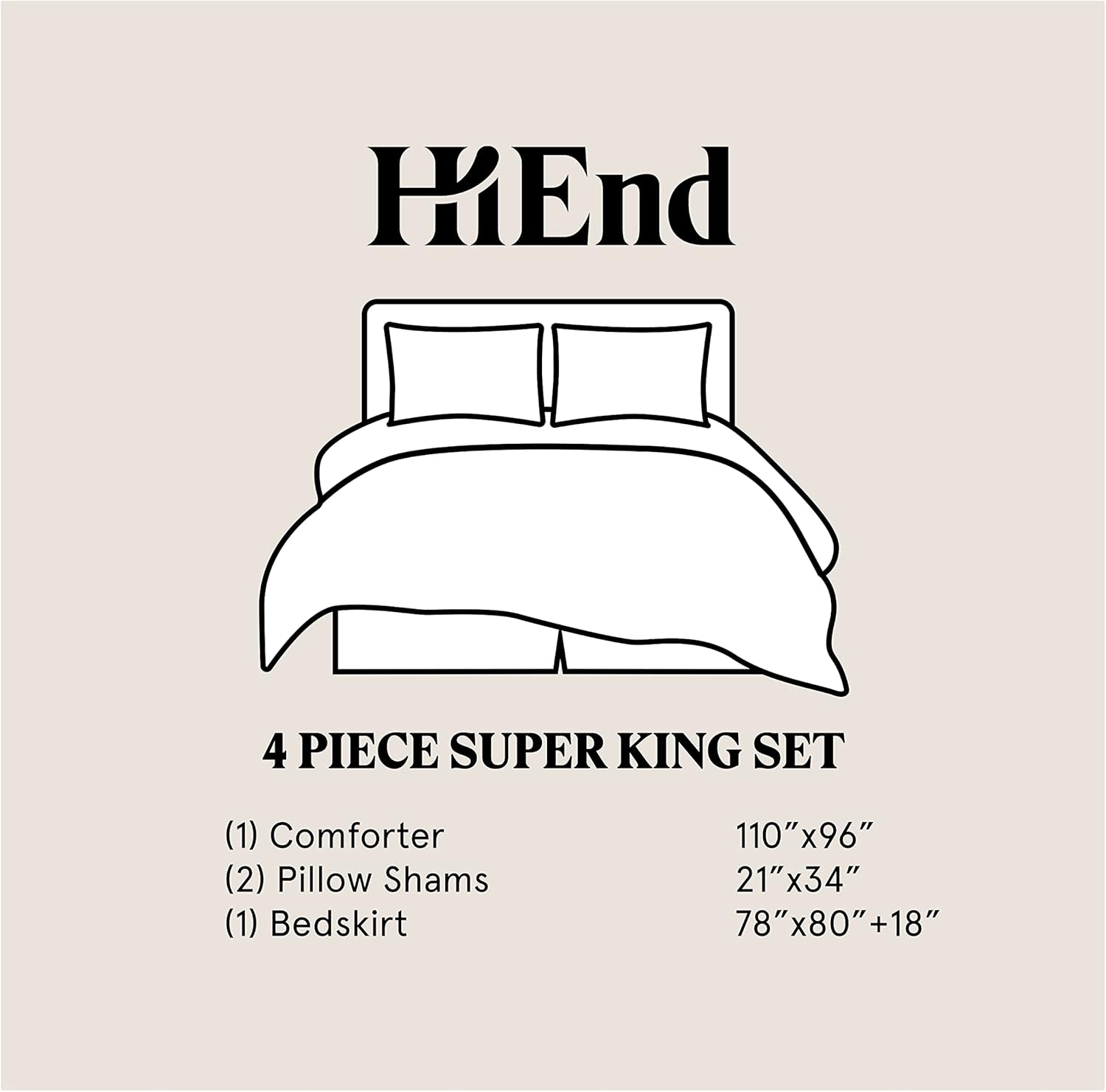 HiEnd Accents Wilshire 4 Piece Super King Comforter Set