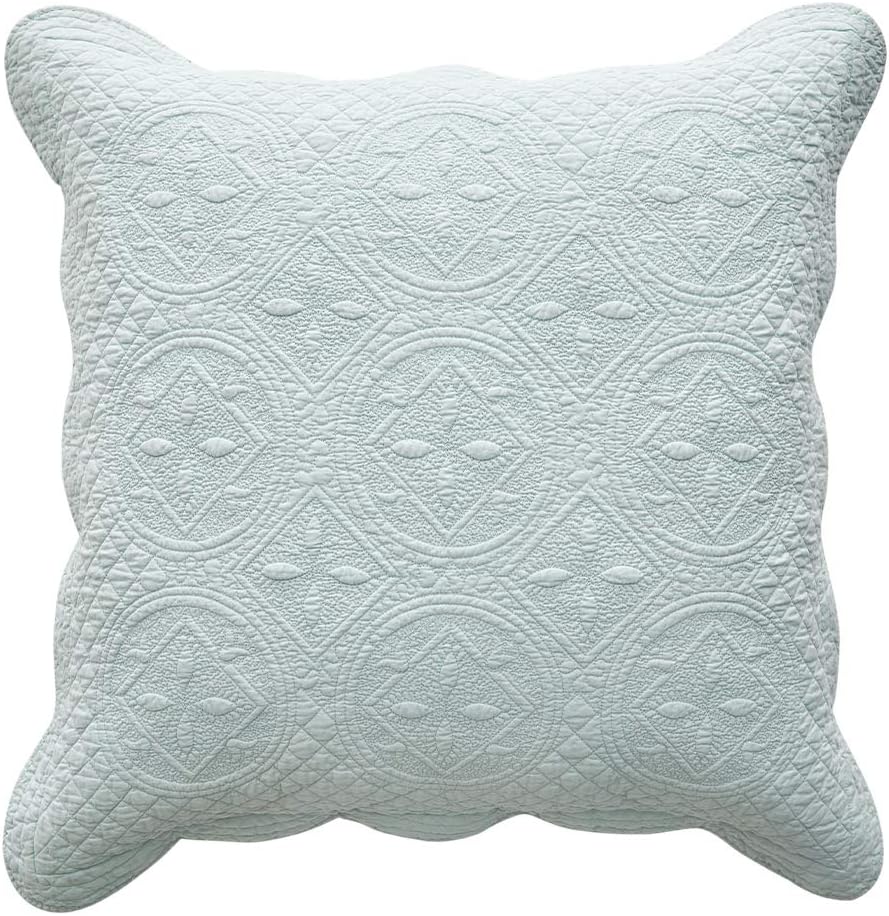Calla Angel Sage Garden Luxury Quilt Pillow Sham Euro 26x26 Light Aqua 1