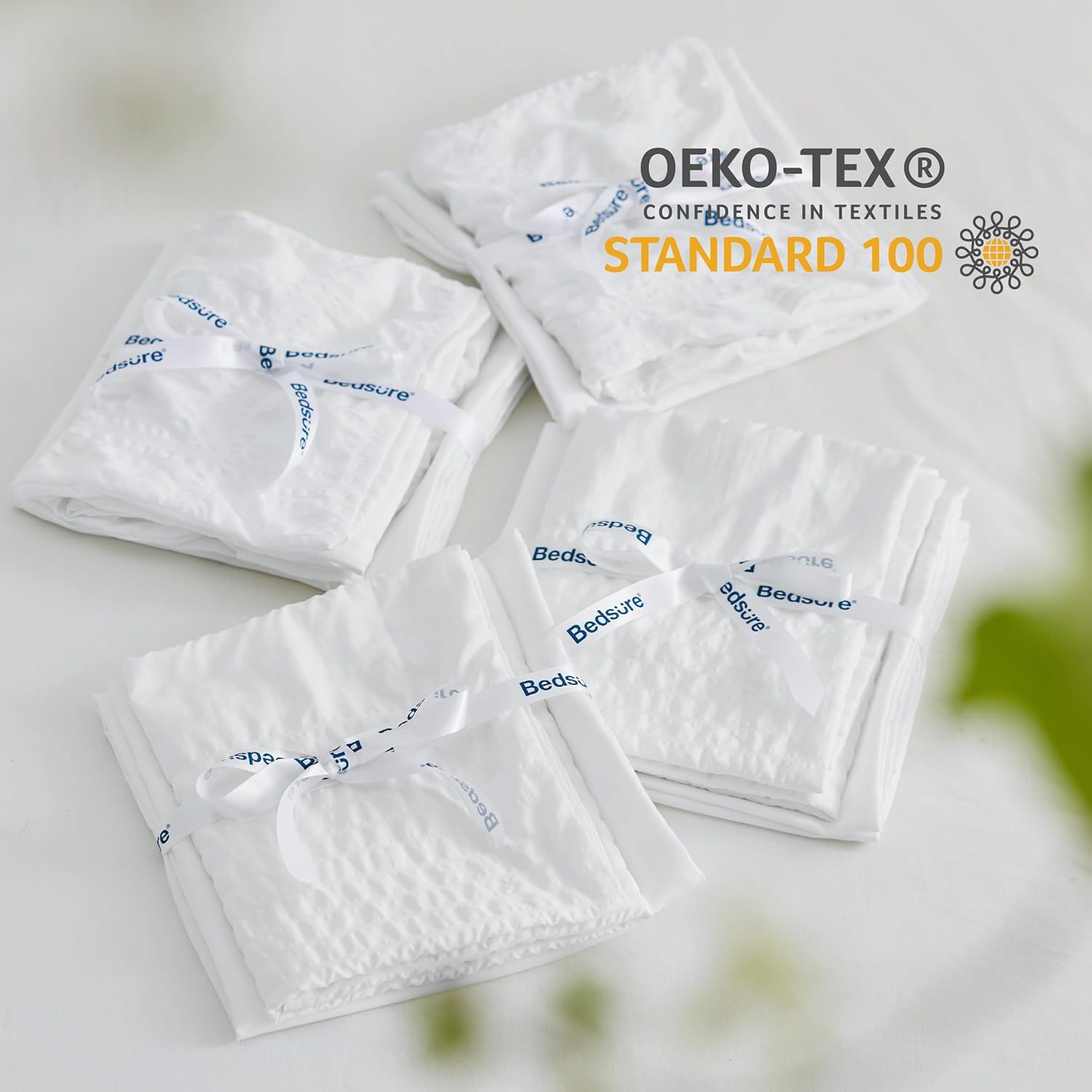 Bedsure Full Bed In A Bag - 7 Piece Plaid Seersucker Set