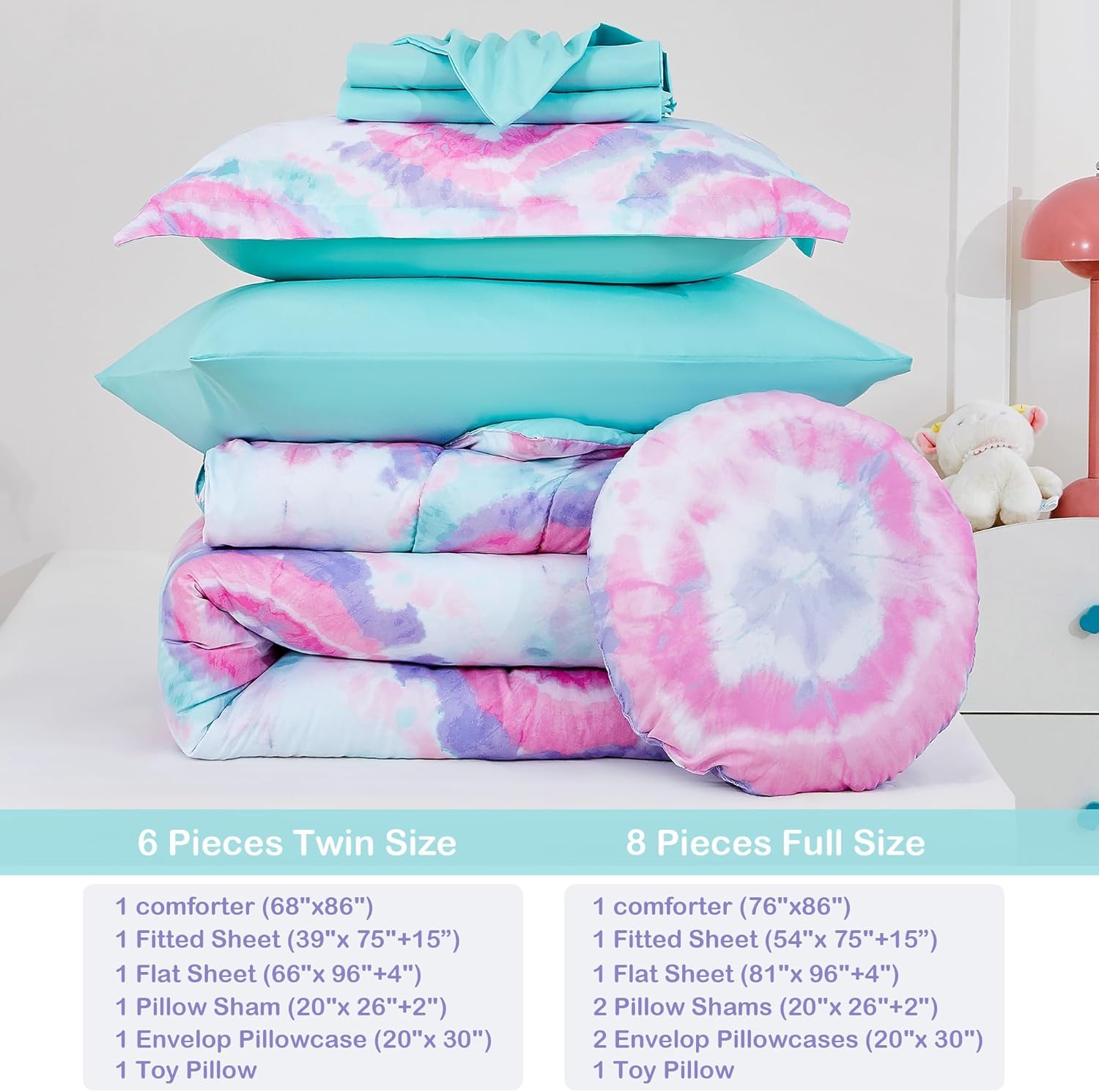 Mooreeke Dark Pink Flower Twin Comforter Set 6 Pieces