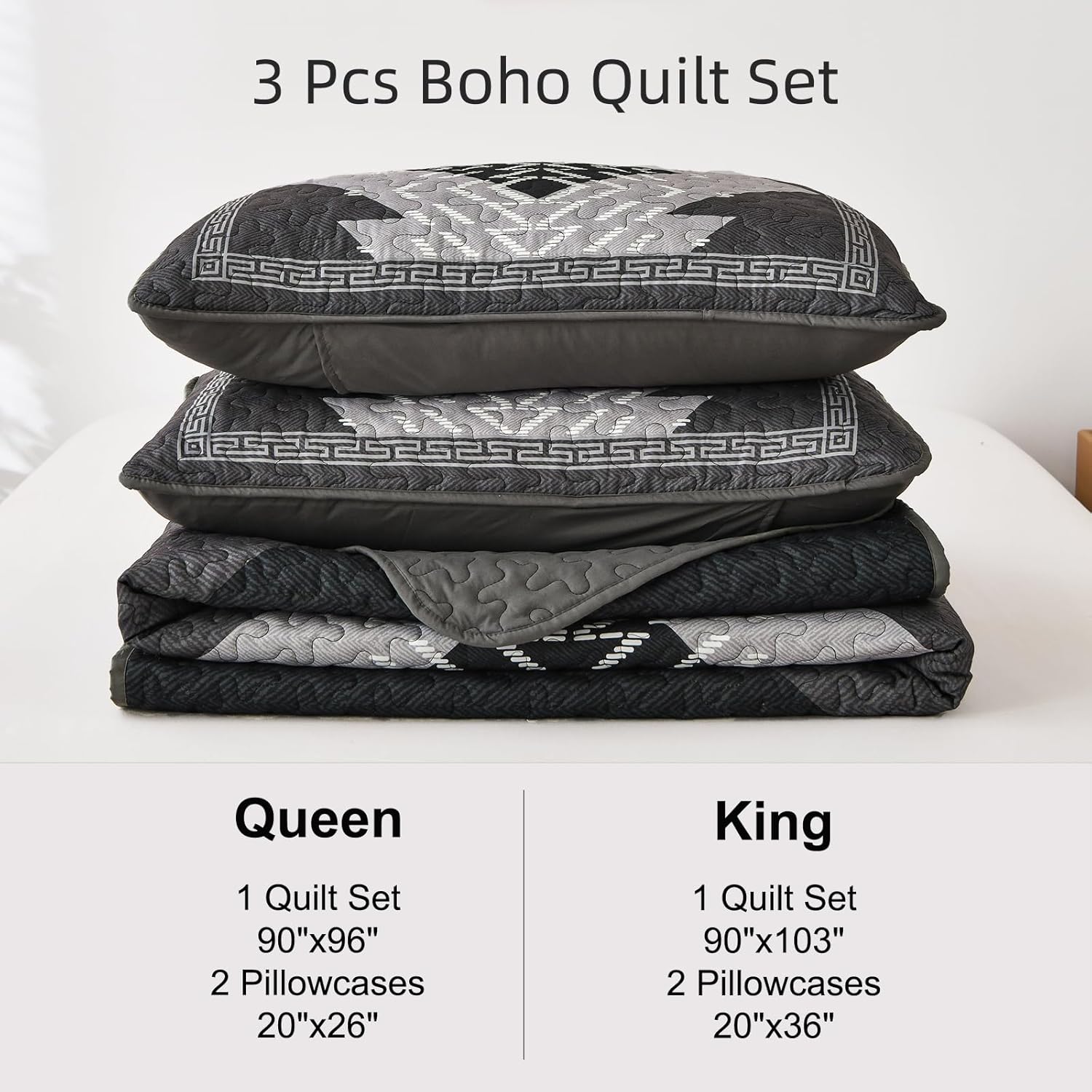 Dintszyayue Boho Queen Quilt Set 3 Pieces