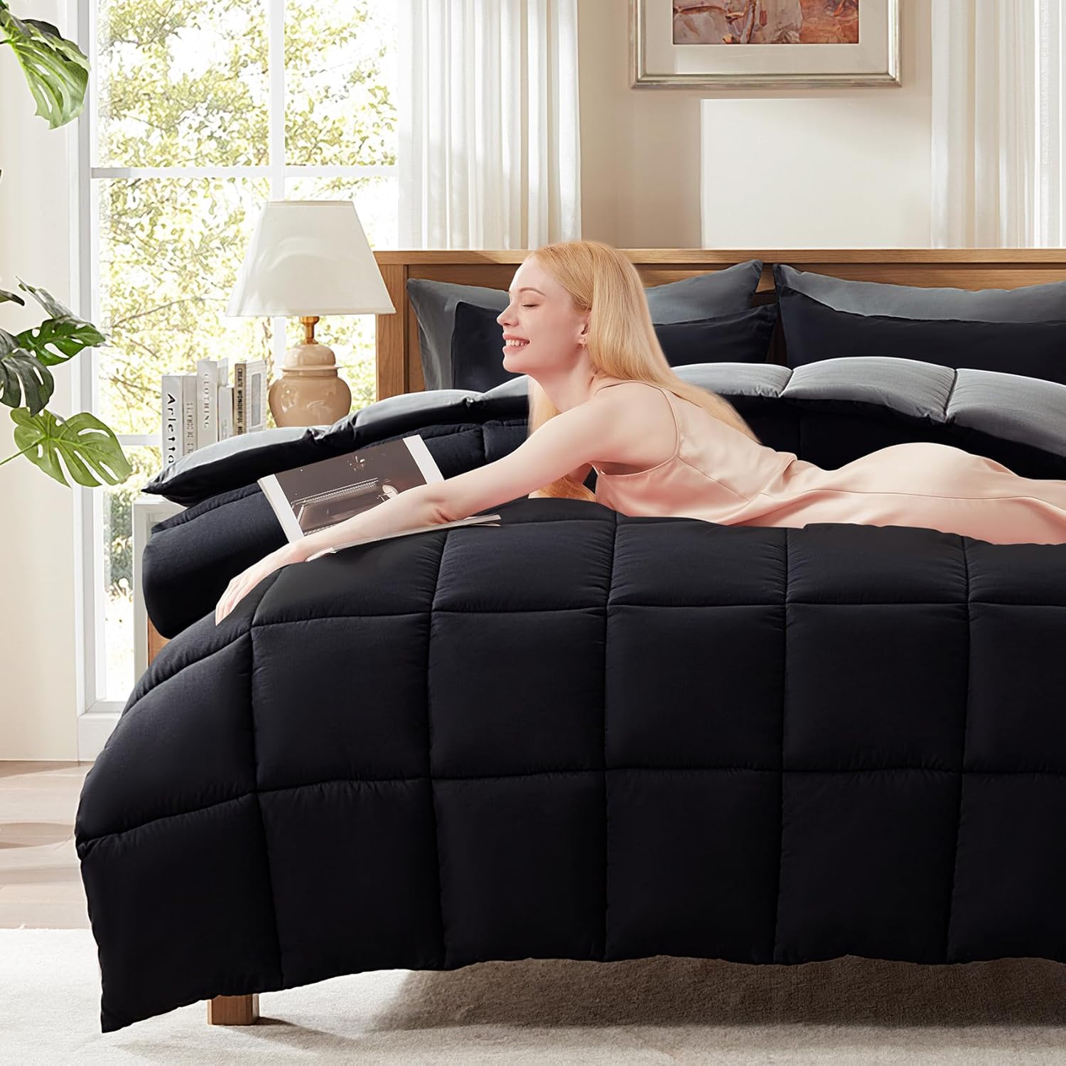 Decroom Lightweight Twin Comforter Set - BlackGrey