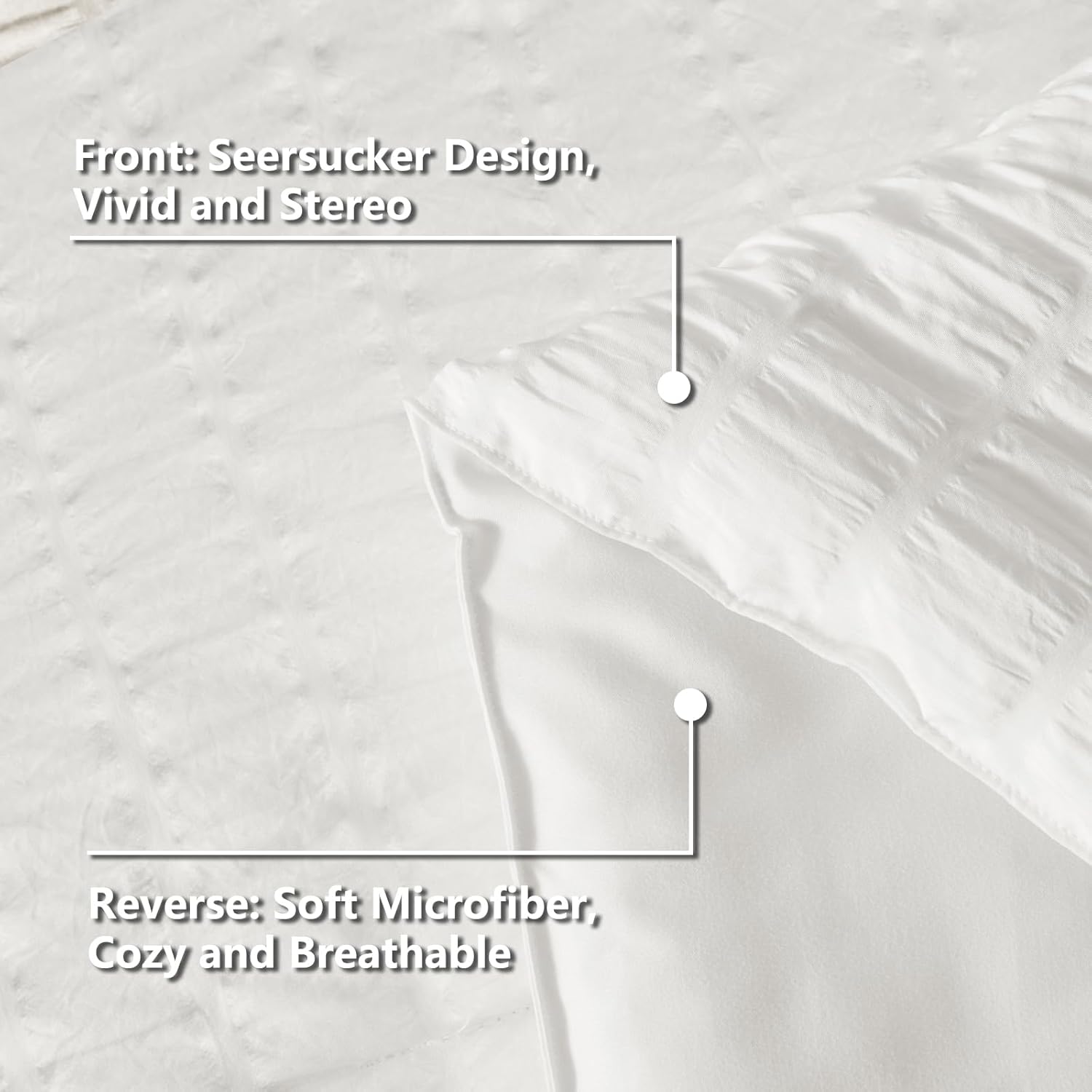 CozyLux White Seersucker King Comforter Set 7-Piece Bed in a Bag