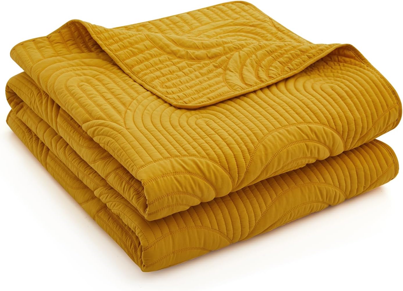 Safonory Mustard Yellow Quilt Set Queen Size