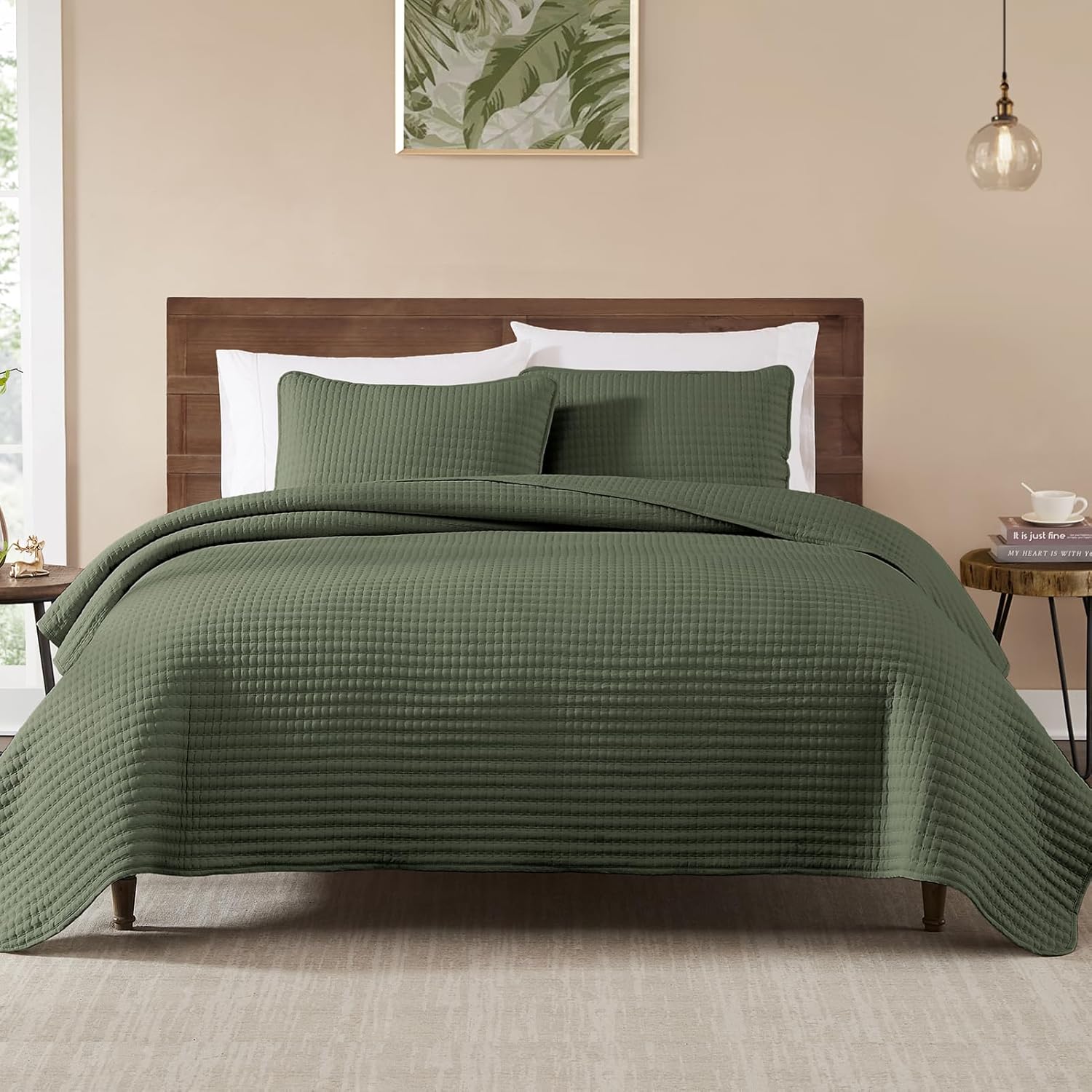 WRENSONGE King Quilt Set - 3 Piece Olive Green Bedding