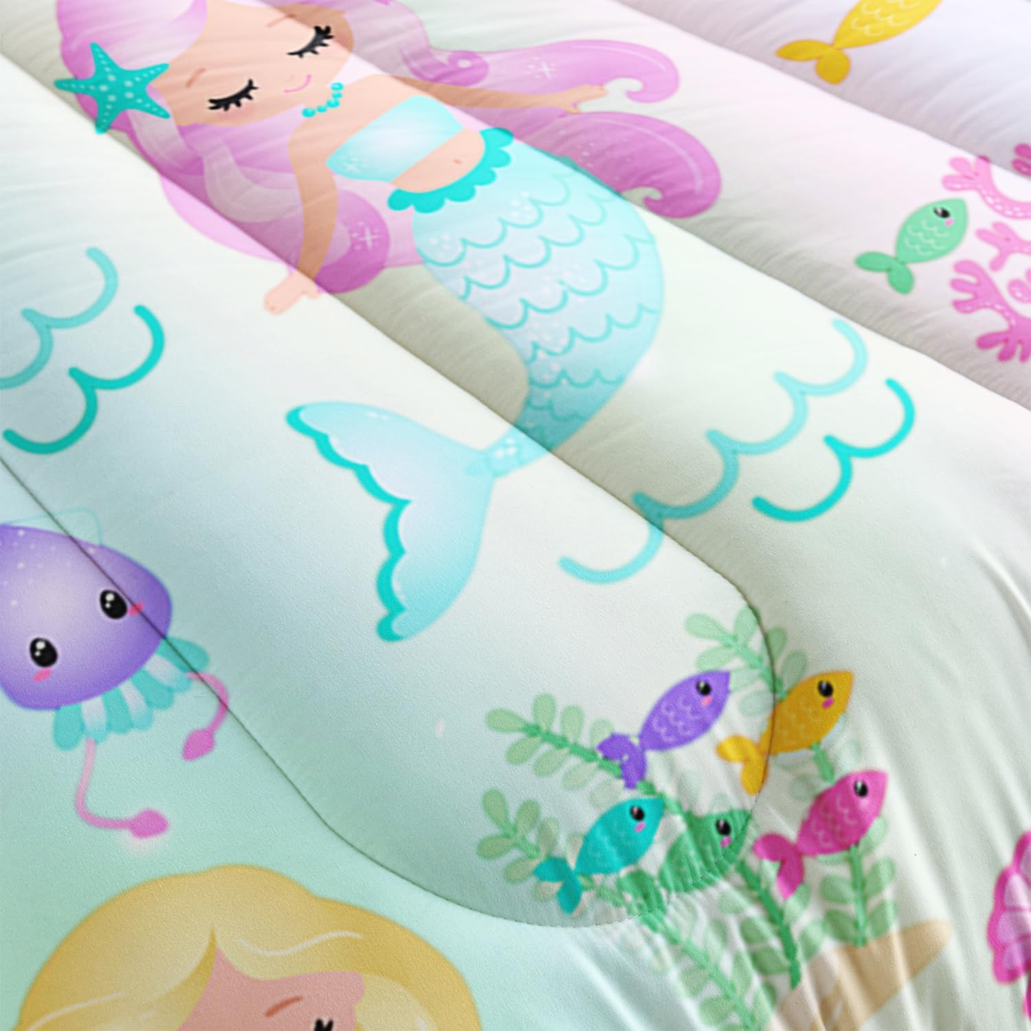 XYNHML Rainbow Mermaid Comforter Set Twin Full Queen