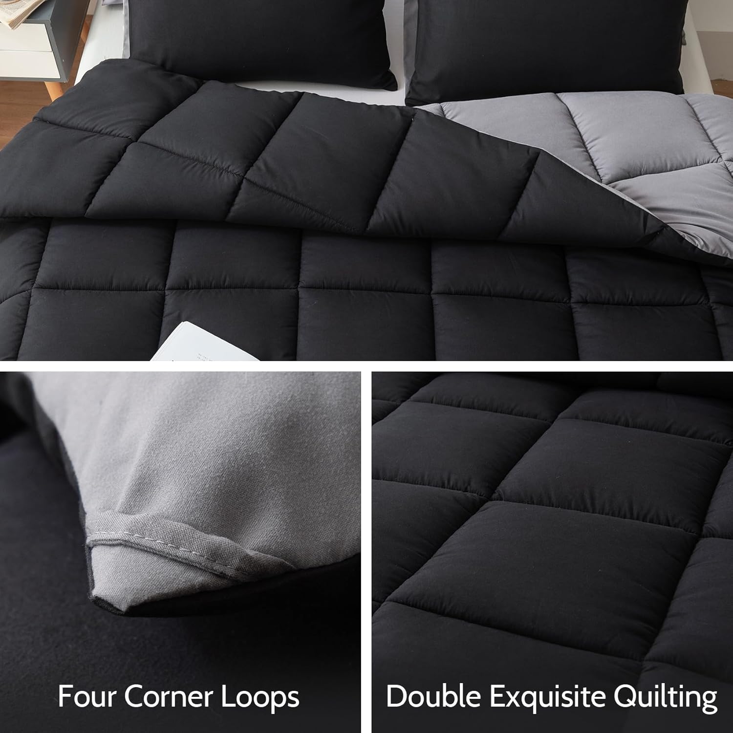 Decroom Lightweight Twin Comforter Set - BlackGrey