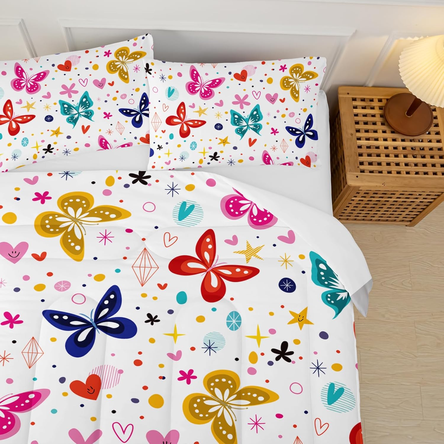 Colorful Butterfly Comforter Set for Girls