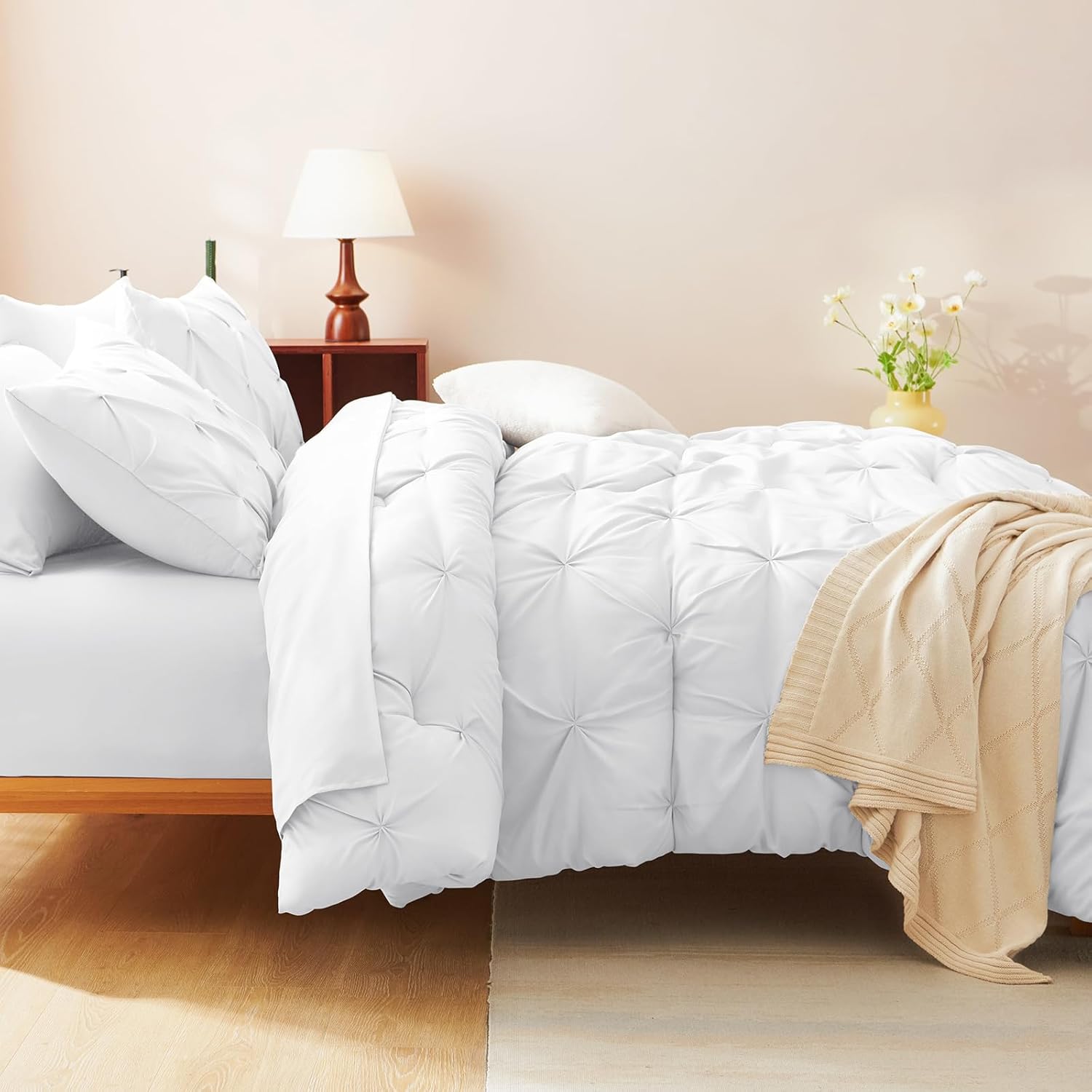 CozyLux Twin XL Comforter Set White - 5 Piece Bed in a Bag