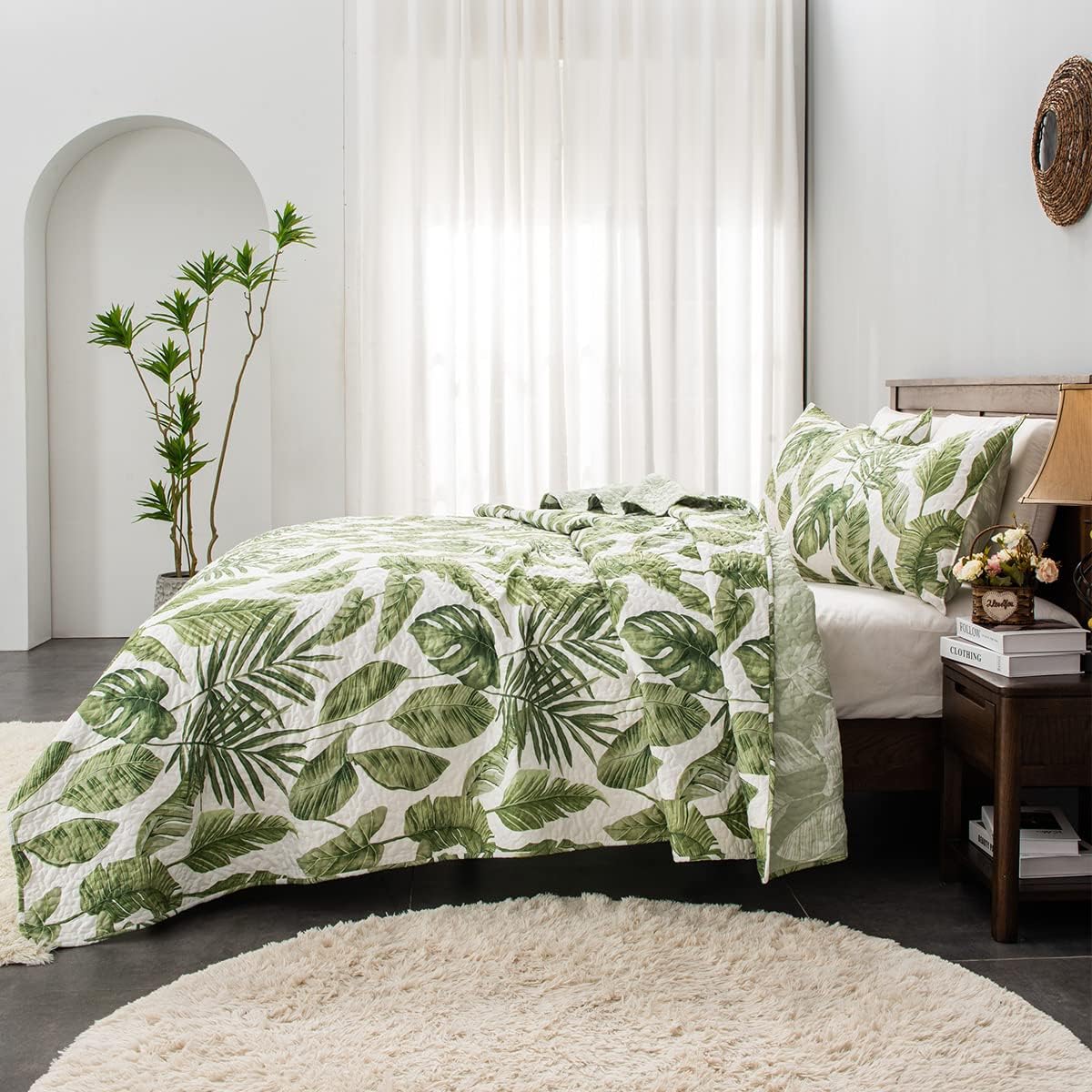 HORIMOTE HOME Tropical Plants Quilt Set Twin 2 Pieces