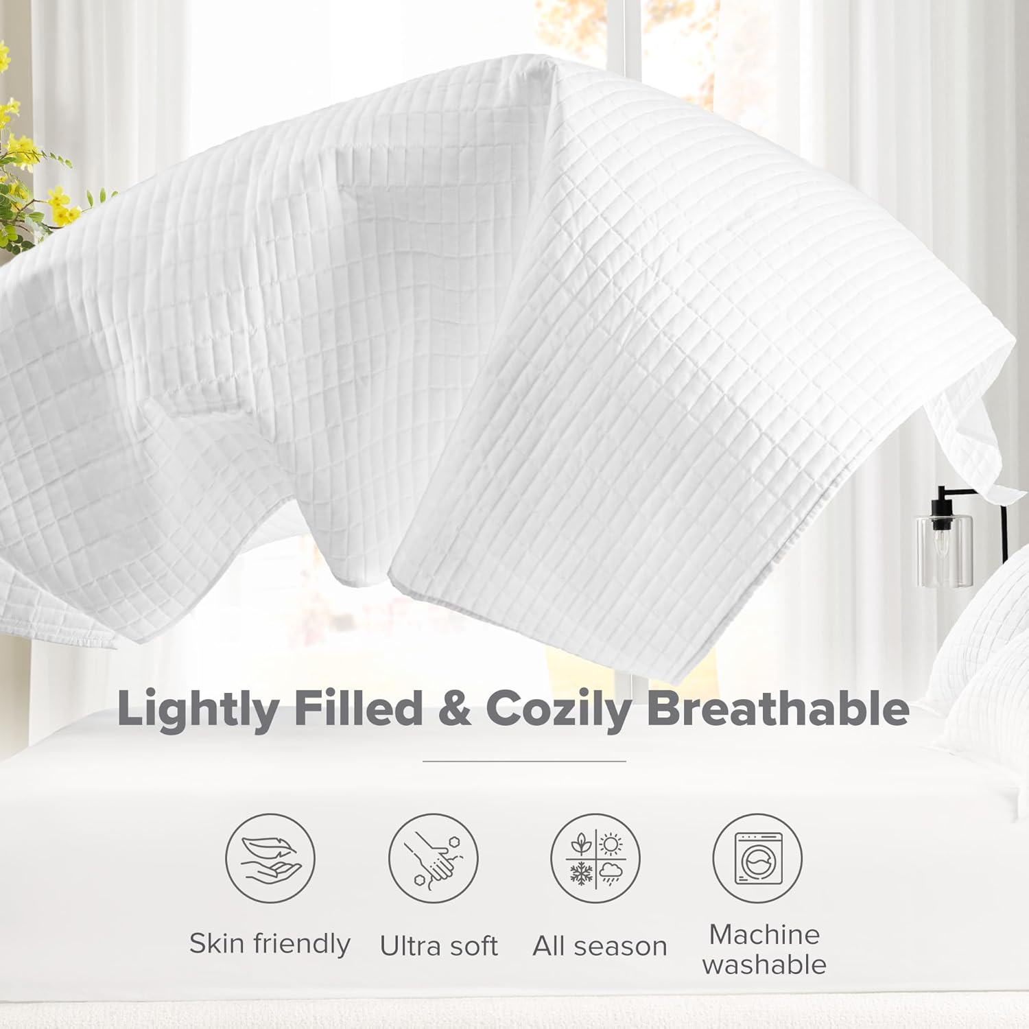 Comfort Spaces Kienna Quilt Set - Lightweight Soft Double Sided Summer Blanket