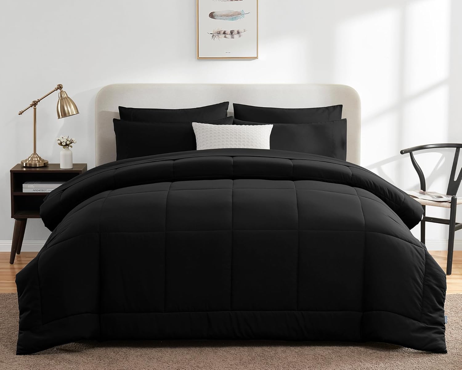 CozyLux Queen Comforter Set 7 Pieces Bed in a Bag