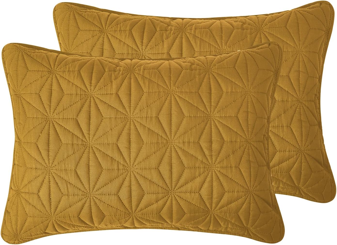 VCNY Home Kaleidoscope Pattern Quilt Set with Shams Gold