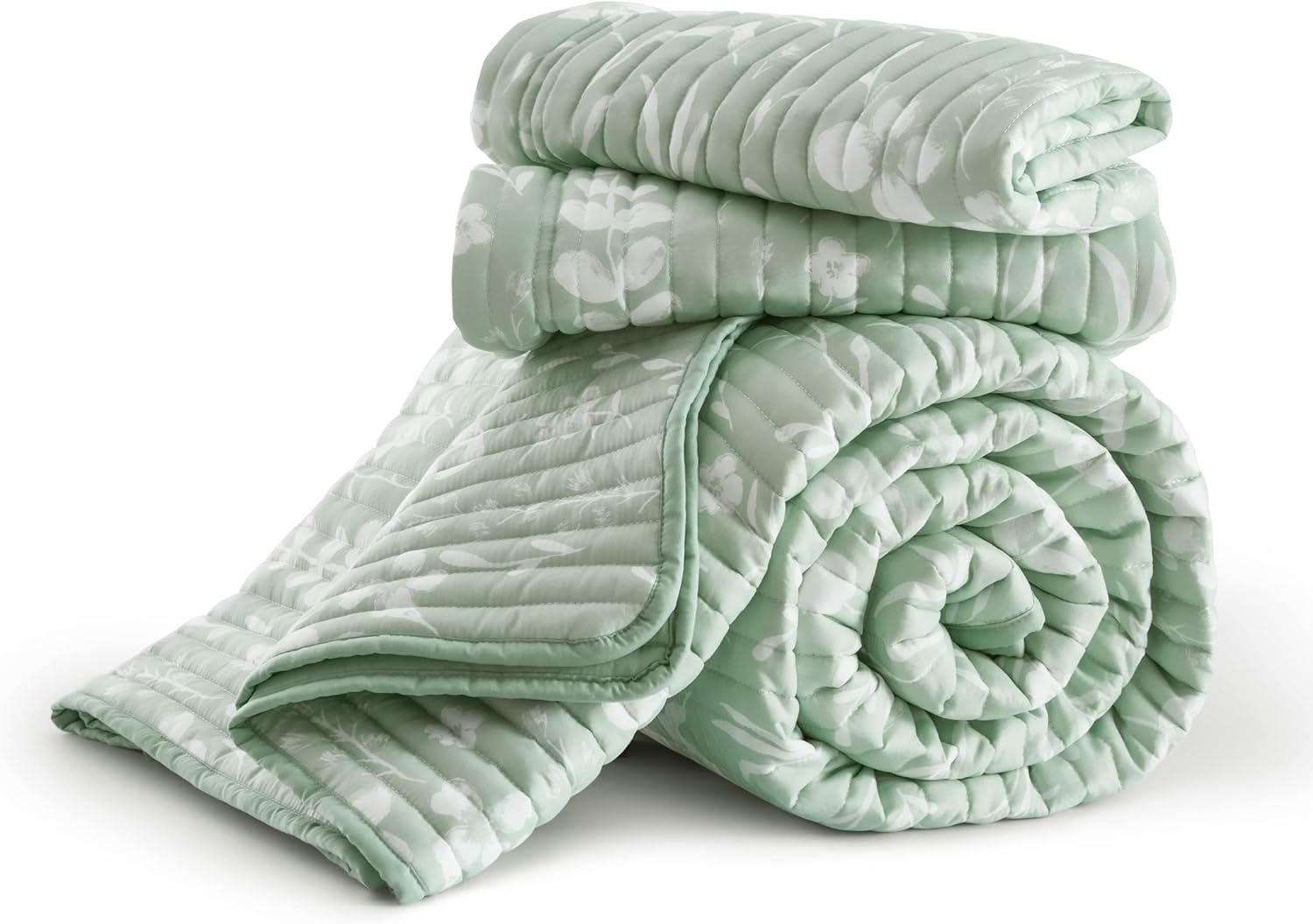 Bedsure Twin Quilt Set - Floral Microfiber Coverlet with Pillow Sham