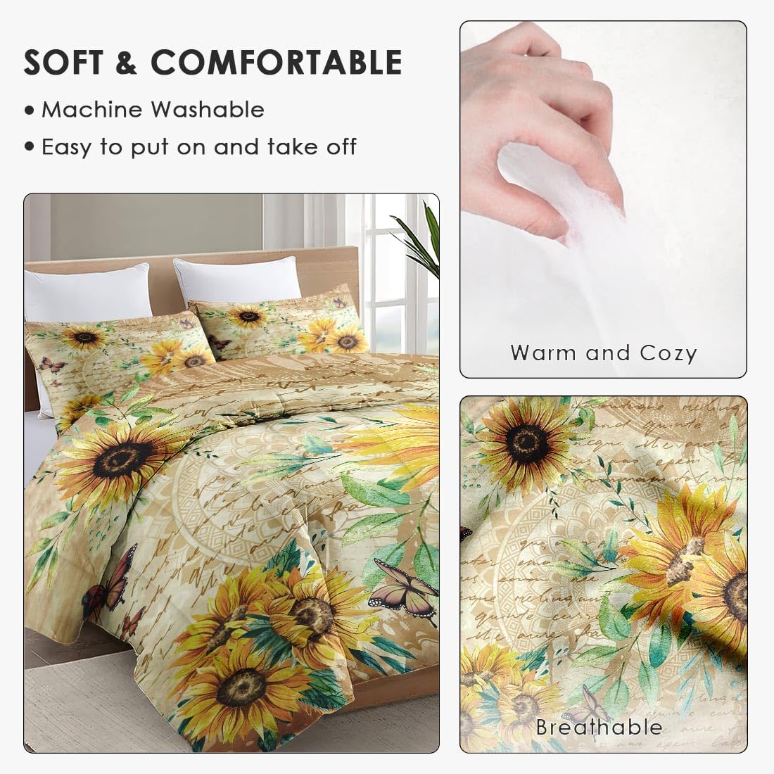 WeCozy Queen Size Comforter Set with 2 Pillowcases